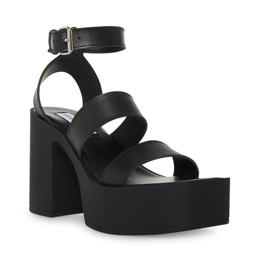 Sandalias Tacones Steve Madden Dora Cuero Mujer Negras | ES ZX3489